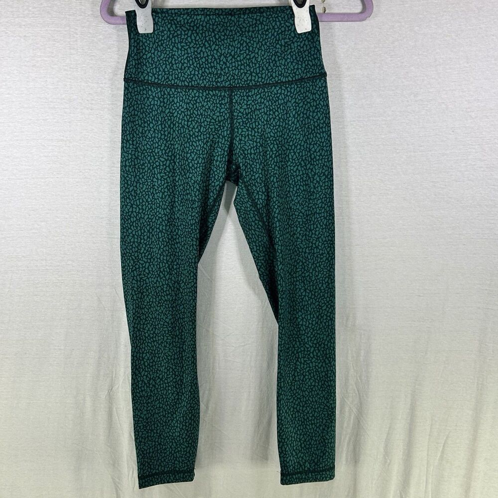 Lululemon Wunder Under Miss Mosaic Hunter Green High Rise Leggings‎ Size 6